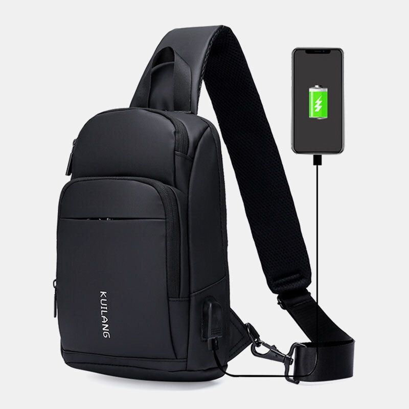 Heren Oxford Grote Capaciteit Usb Opladen Borsttas Mode Toevallige Wilde Bus Card Pocket Design Crossbody Tas Schoudertas: