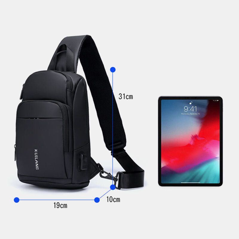 Heren Oxford Grote Capaciteit Usb Opladen Borsttas Mode Toevallige Wilde Bus Card Pocket Design Crossbody Tas Schoudertas: