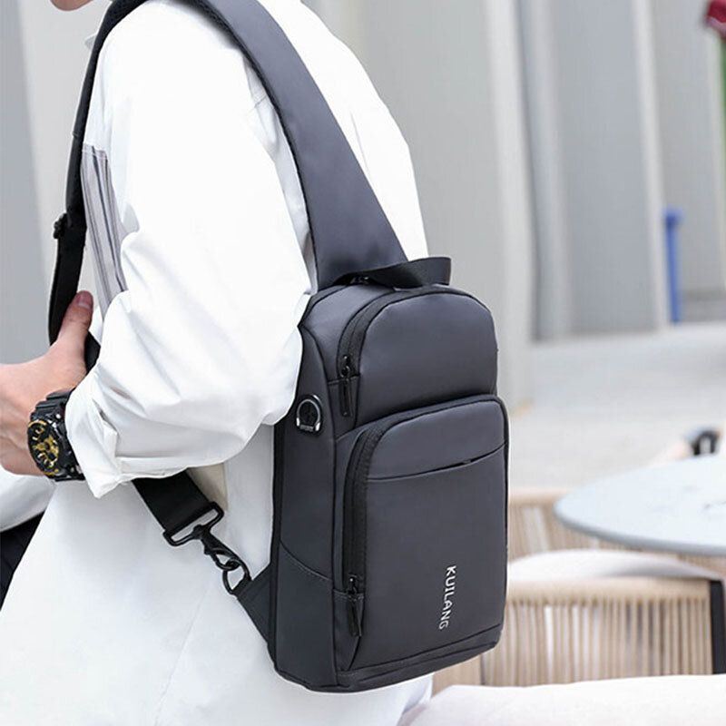 Heren Oxford Grote Capaciteit Usb Opladen Borsttas Mode Toevallige Wilde Bus Card Pocket Design Crossbody Tas Schoudertas: