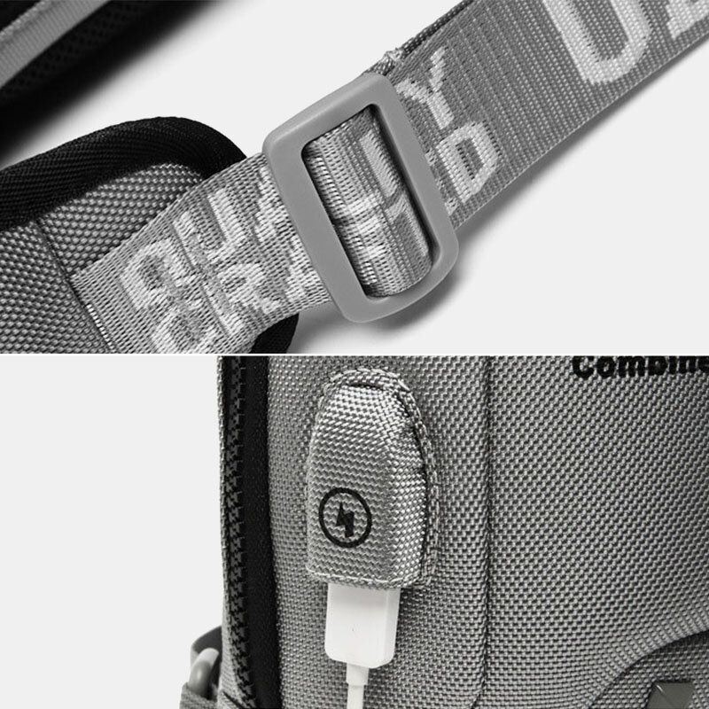 Heren Oxford Letter Voor Wachtwoord Slot Anti-diefstal Ontwerp Usb Opladen Crossbody Tas Meerdere Zakken Multi-compartimenten Borsttas