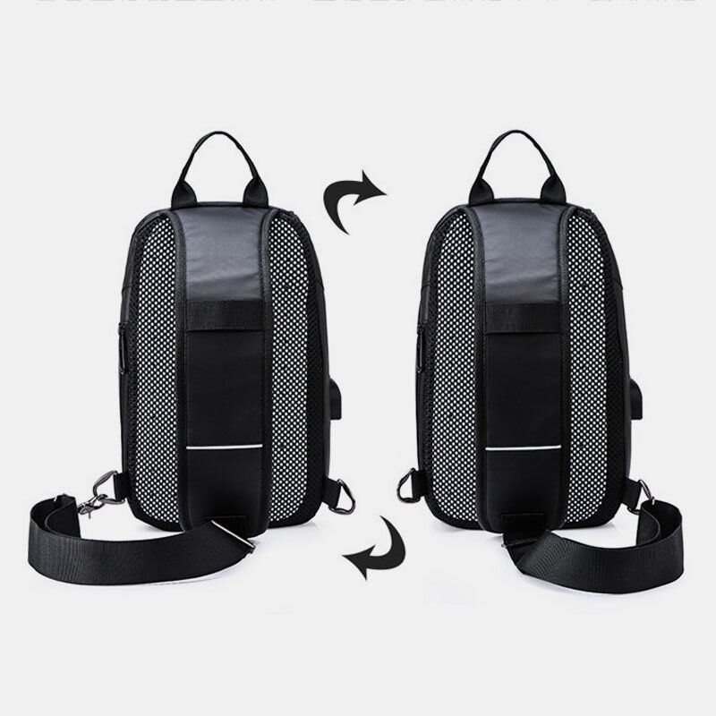 Heren Oxford Usb Opladen Anti-diefstal Borsttas Veelzijdige Grote Capaciteit Waterdichte Nacht Reflecterende Strip Ontwerp Crossbody Tassen