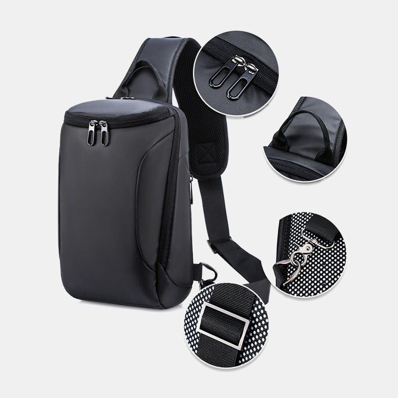 Heren Oxford Usb Opladen Anti-diefstal Borsttas Veelzijdige Grote Capaciteit Waterdichte Nacht Reflecterende Strip Ontwerp Crossbody Tassen