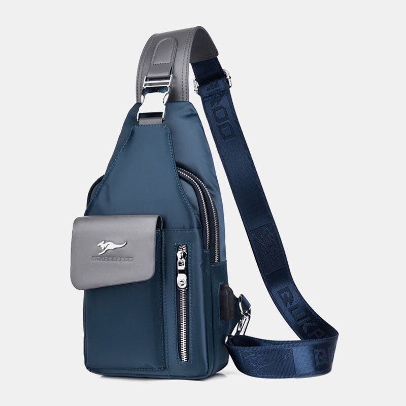 Heren Oxford Usb Opladen Hoofdtelefoon Gat Ontwerp Borstzak Multifunctionele Multi-pocket Waterdichte Crossbody Schoudertas