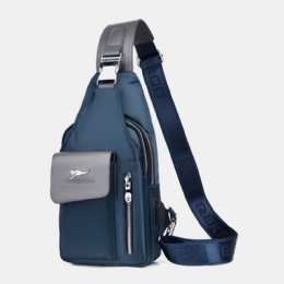 Heren Oxford Usb Opladen Hoofdtelefoon Gat Ontwerp Borstzak Multifunctionele Multi-pocket Waterdichte Crossbody Schoudertas