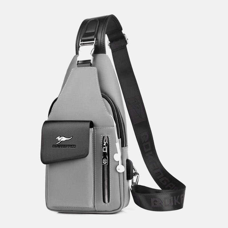 Heren Oxford Usb Opladen Hoofdtelefoon Gat Ontwerp Borstzak Multifunctionele Multi-pocket Waterdichte Crossbody Schoudertas