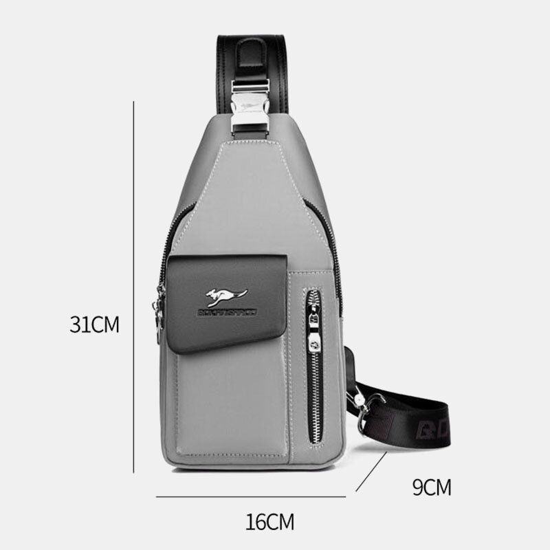 Heren Oxford Usb Opladen Hoofdtelefoon Gat Ontwerp Borstzak Multifunctionele Multi-pocket Waterdichte Crossbody Schoudertas