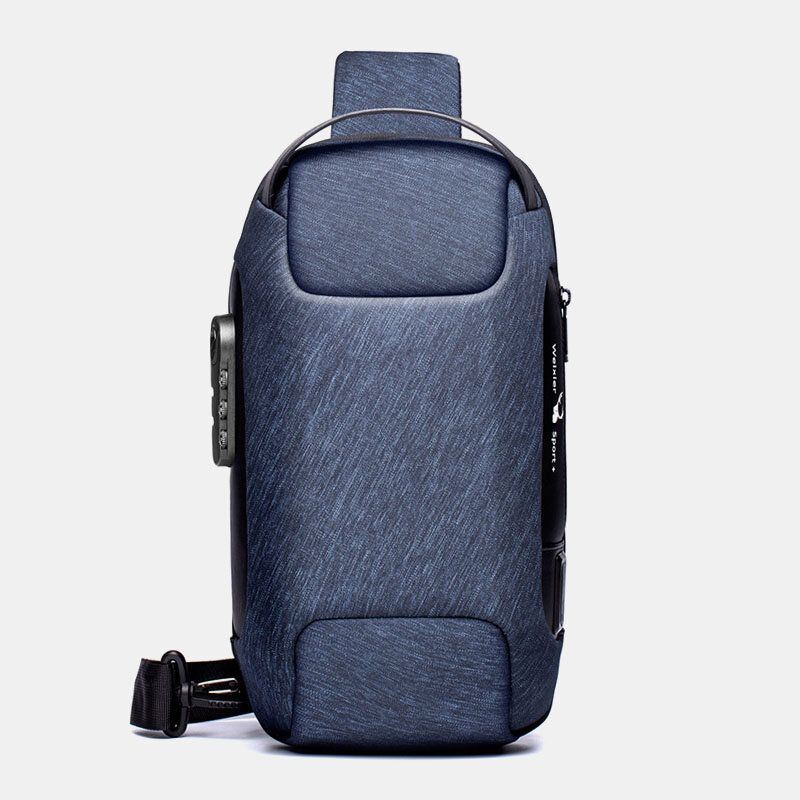 Heren Oxford Wachtwoord Usb Opladen Anti-diefstal Multi-lagen Waterdichte Crossbody Tas Borsttas Sling Bag