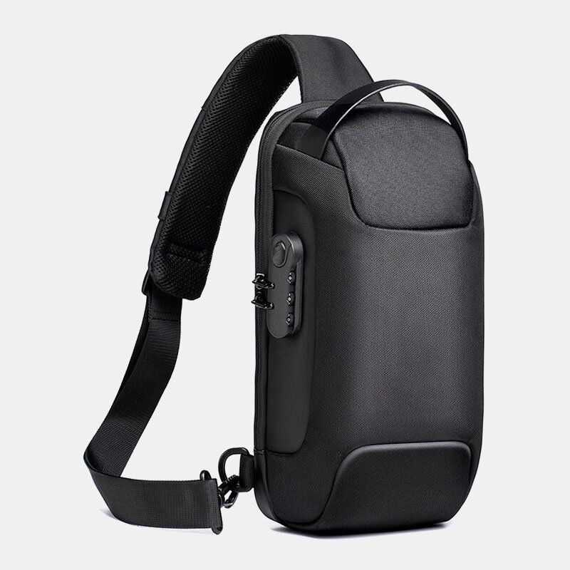 Heren Oxford Wachtwoord Usb Opladen Anti-diefstal Multi-lagen Waterdichte Crossbody Tas Borsttas Sling Bag