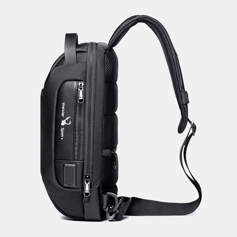 Heren Oxford Wachtwoord Usb Opladen Anti-diefstal Multi-lagen Waterdichte Crossbody Tas Borsttas Sling Bag