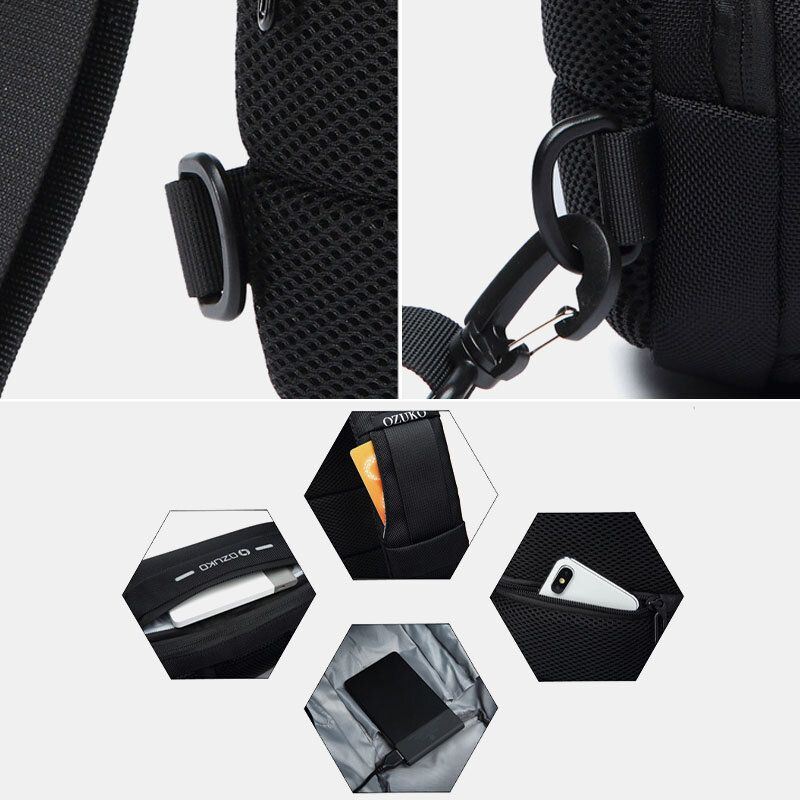 Heren Oxford Wachtwoordslot Anti-diefstal Waterdicht Reflecterend Ontwerp Crossbody Tas Multi-compartimenten Usb Opladen Borsttas