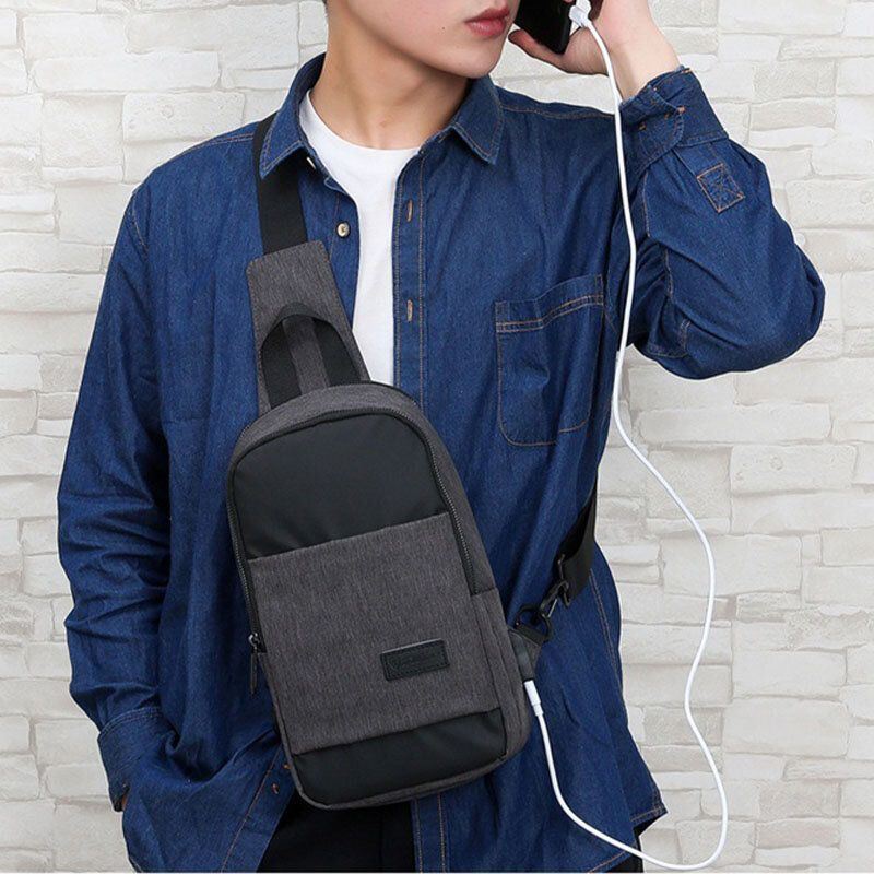 Heren Oxford Waterdichte Grote Capaciteit Usb Opladen Borsttas Messenger Crossbody Tas