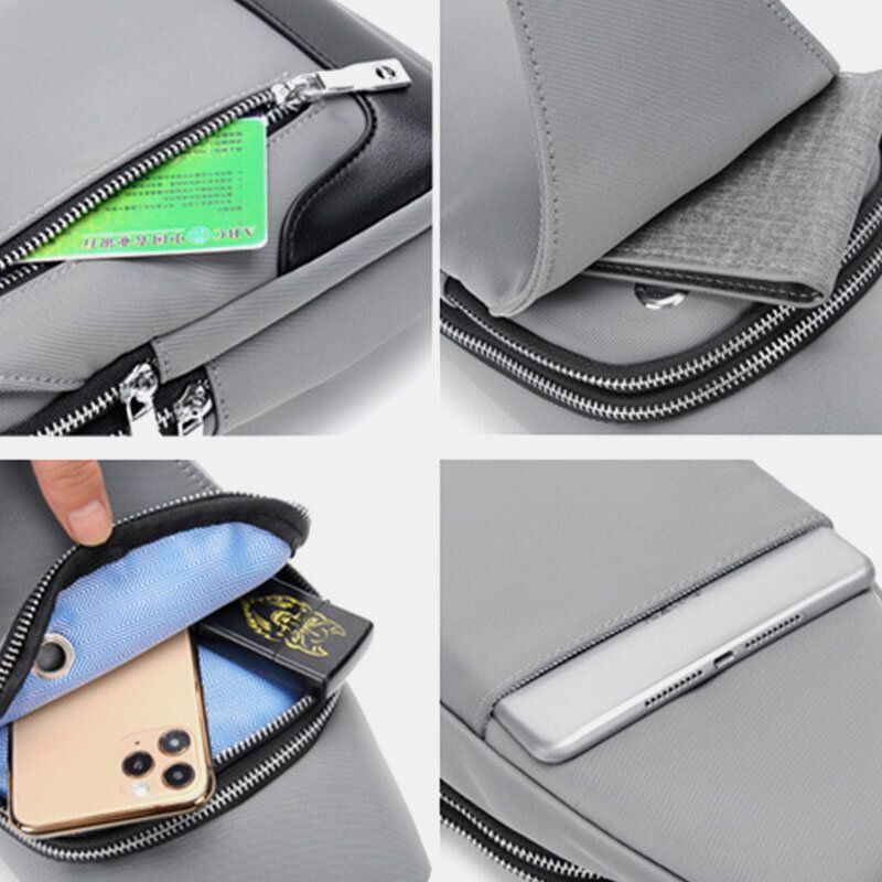 Heren Oxford Waterdichte Slijtvaste Multifunctionele Borsttas Usb Opladen Multi-pocket Crossbody Schoudertas