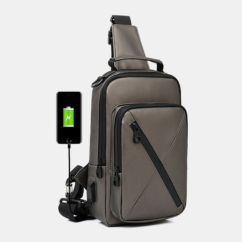 Heren Polyester Multi-carry Medium Capaciteit Met Usb Opladen Borsttas Schoudertas