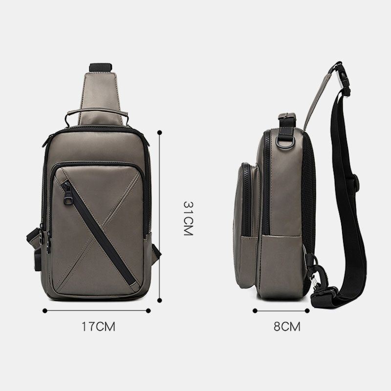 Heren Polyester Multi-carry Medium Capaciteit Met Usb Opladen Borsttas Schoudertas