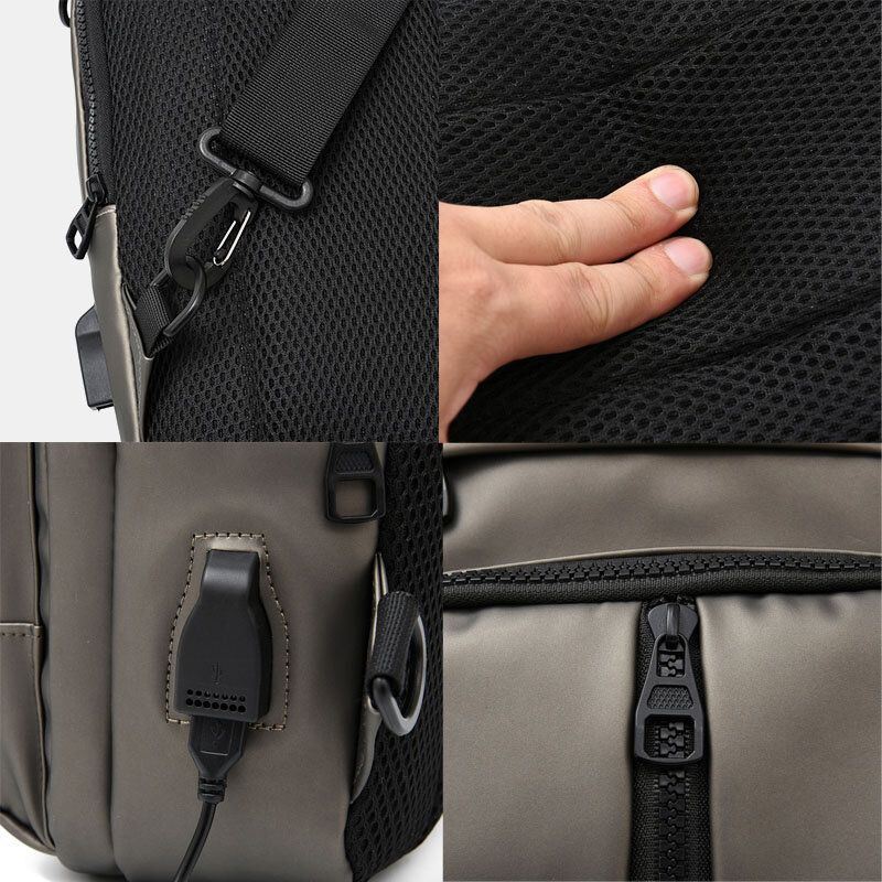 Heren Polyester Multi-carry Medium Capaciteit Met Usb Opladen Borsttas Schoudertas