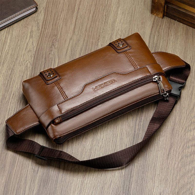 Heren Pu Lederen Waterdichte Grote Capaciteit Borst Tas Outdoor Uitje 6.5 Inch Telefoon Tas Crossbody Tassen Schoudertas