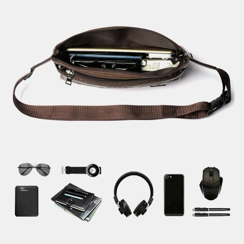 Heren Pu Lederen Waterdichte Grote Capaciteit Borst Tas Outdoor Uitje 6.5 Inch Telefoon Tas Crossbody Tassen Schoudertas