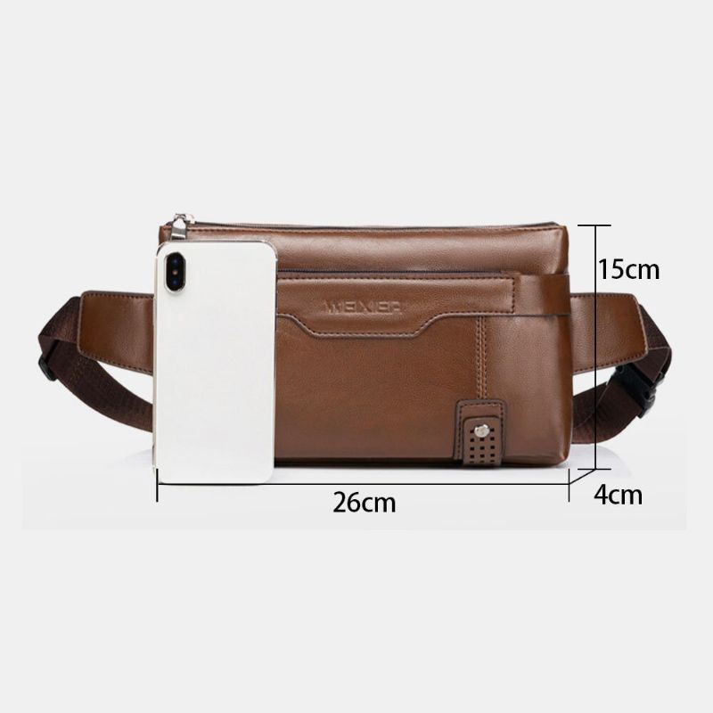 Heren Pu Lederen Waterdichte Grote Capaciteit Borst Tas Outdoor Uitje 6.5 Inch Telefoon Tas Crossbody Tassen Schoudertas