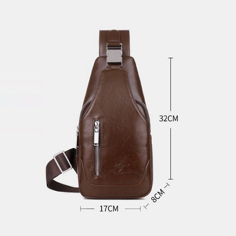 Heren Pu Leer Business Casual Outdoor Waterdichte Multi-carry Schoudertas Crossbody Tas Borsttas Met Usb Opladen