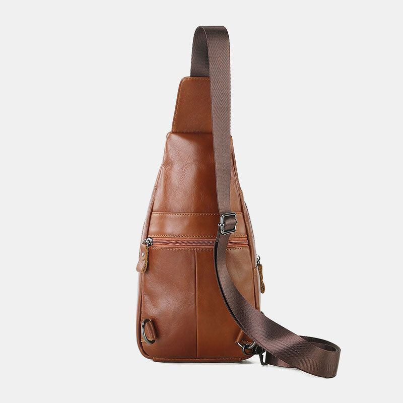 Heren Retro Echt Leer Multifunctionele Multi-pocket Hasp Borsttas Draag Crossbody Tas