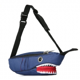 Heren Unisex Canvas Shark Shape Multi-pocket Borsttas Cartoon Casual Superzachte Grote Capaciteit Multifunctionele Messenger Crossbody Tassen Schoudertas