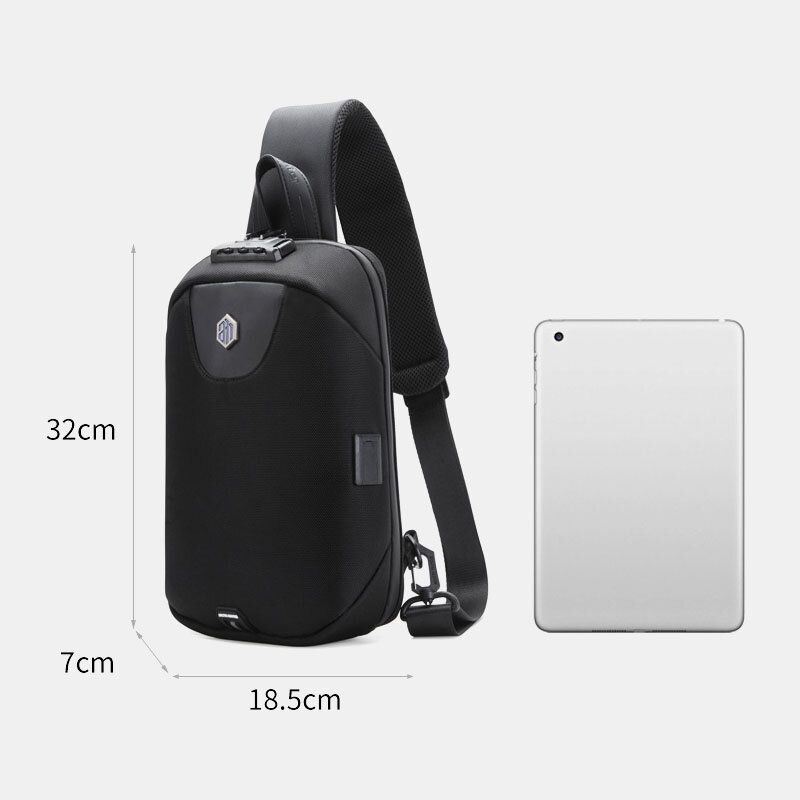 Heren Usb Opladen Anti-diefstal Code Lock Borsttas Multifunctionele Grote Capaciteit Outdoor Travel Crossbody Bag