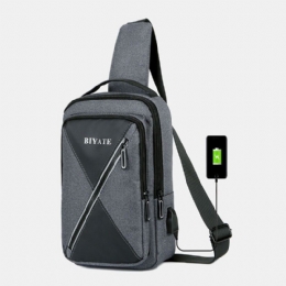 Heren Usb Opladen Multi-pocket Borsttas Oxford Antislip Slijtvaste Waterdichte Casual Schoudertas Crossbody Tassen