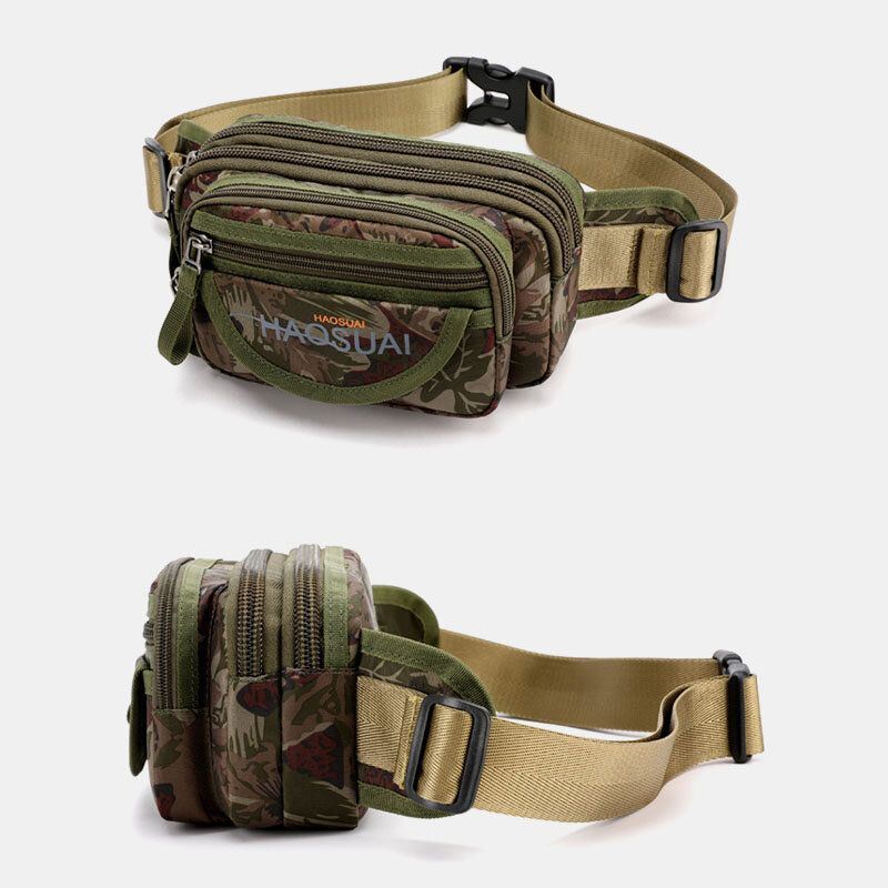 Heren Waterdichte Multi-pocket Camouflage Outdoor Borsttas Heuptas Sling Bag