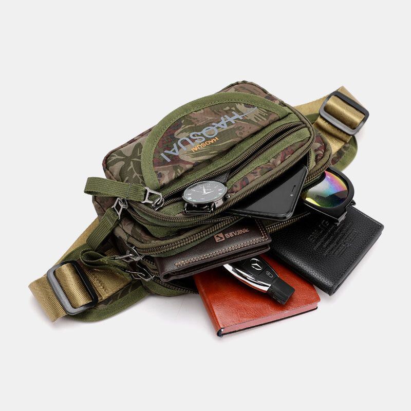 Heren Waterdichte Multi-pocket Camouflage Outdoor Borsttas Heuptas Sling Bag