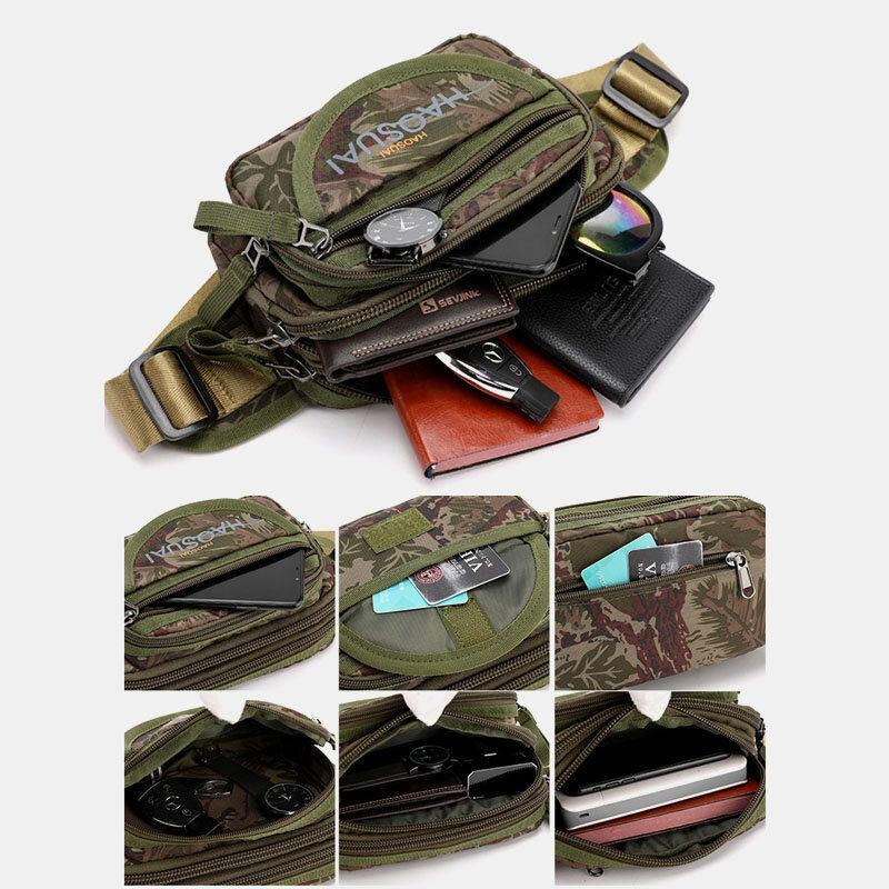 Heren Waterdichte Multi-pocket Camouflage Outdoor Borsttas Heuptas Sling Bag