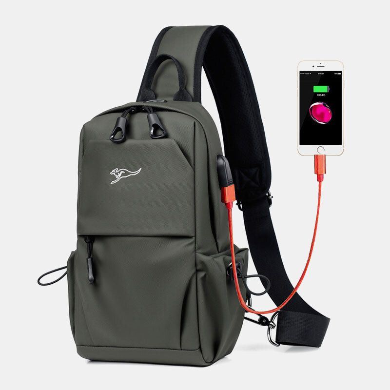 Heren Waterdichte Slijtvaste Usb Opladen Borsttas Multi-pocket Anti-diefstal Crossbody Schoudertas