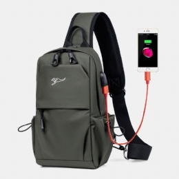 Heren Waterdichte Slijtvaste Usb Opladen Borsttas Multi-pocket Anti-diefstal Crossbody Schoudertas