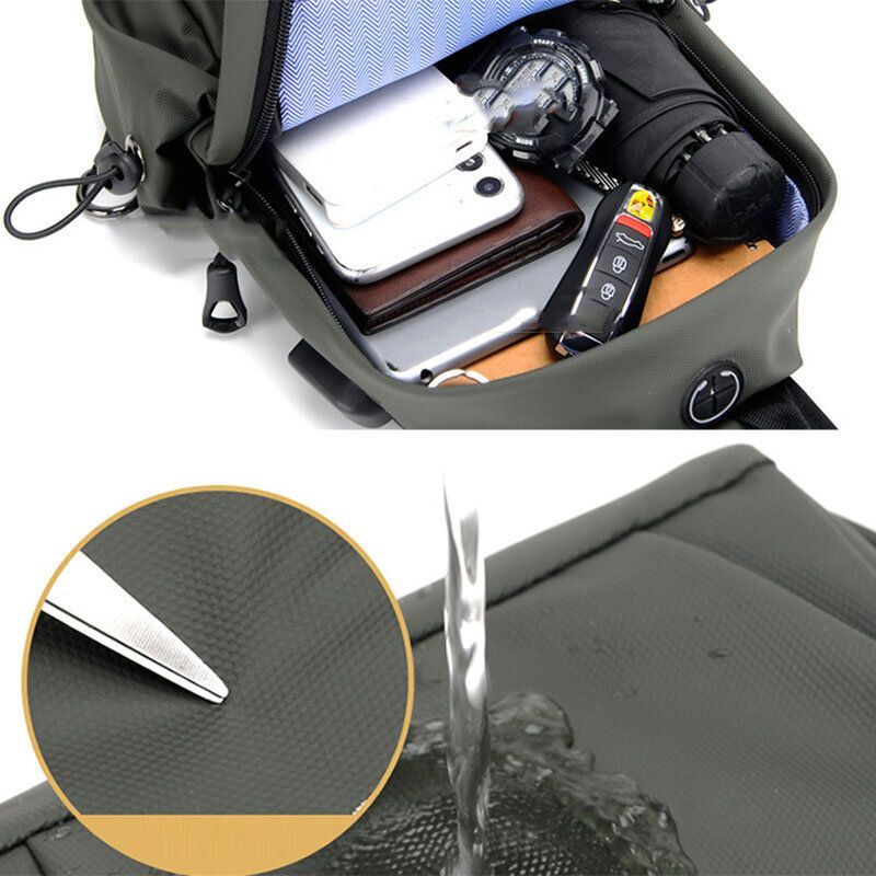 Heren Waterdichte Slijtvaste Usb Opladen Borsttas Multi-pocket Anti-diefstal Crossbody Schoudertas