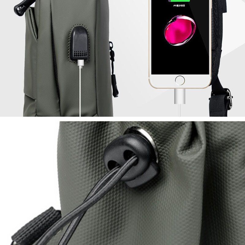 Heren Waterdichte Slijtvaste Usb Opladen Borsttas Multi-pocket Anti-diefstal Crossbody Schoudertas