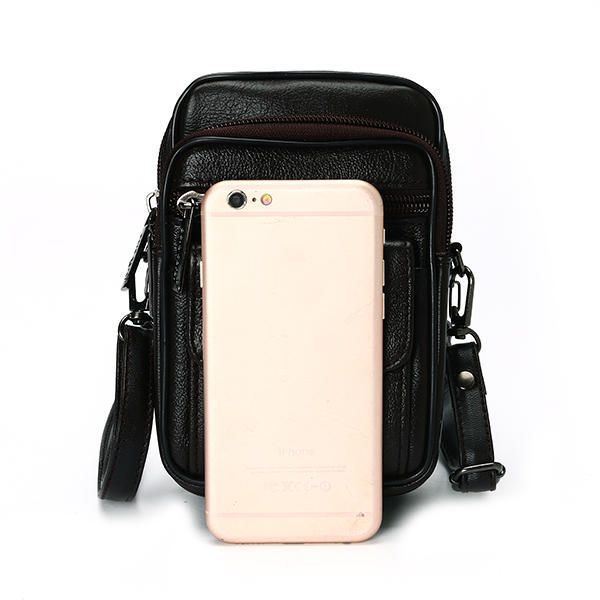 5.3 Inch Mobiele Telefoon Heren Lederen Vintage Heuptas Crossbody Tas