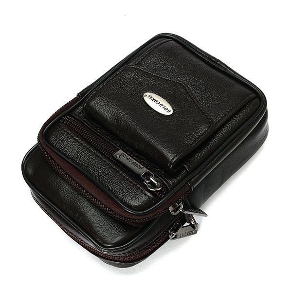 5.3 Inch Mobiele Telefoon Heren Lederen Vintage Heuptas Crossbody Tas