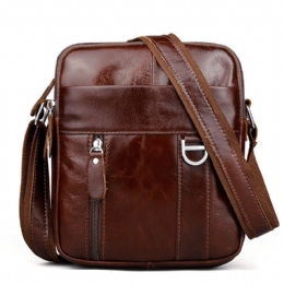 Bruin Lederen Schoudertas Voor Heren Messenger Crossbody Aktetas Sling Bag Voor Ipad Mini