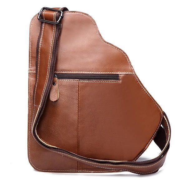 Bullcaptain® Heren Echte Lederen Sling Bag Zakelijke Casual Outdoor Borst Crossbody Tas Voor Ipad Mini