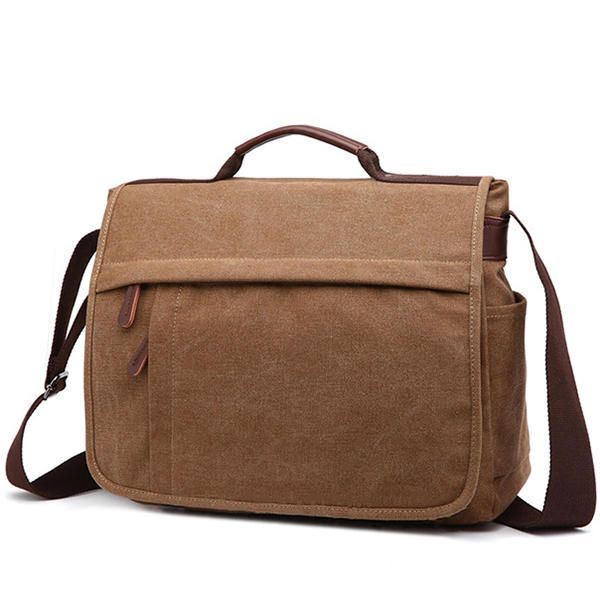 Canvas Zakelijke Laptoptas Met Grote Capaciteit Schoudertas Crossbody-tas Voor Heren