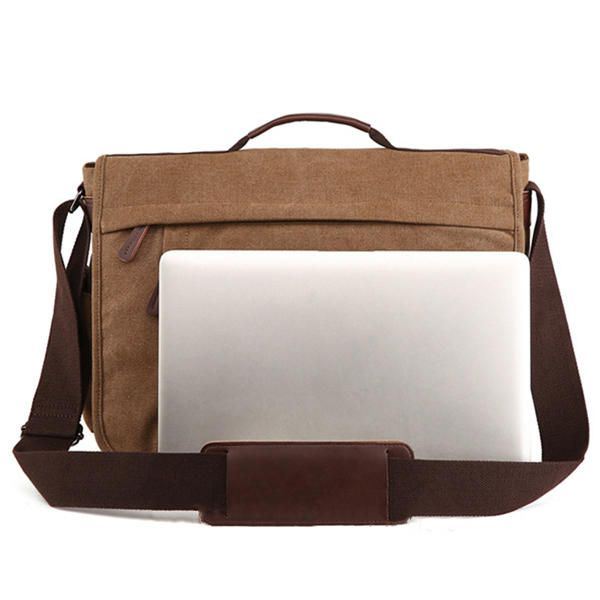 Canvas Zakelijke Laptoptas Met Grote Capaciteit Schoudertas Crossbody-tas Voor Heren