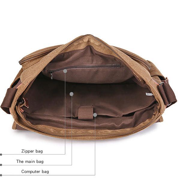 Canvas Zakelijke Laptoptas Met Grote Capaciteit Schoudertas Crossbody-tas Voor Heren