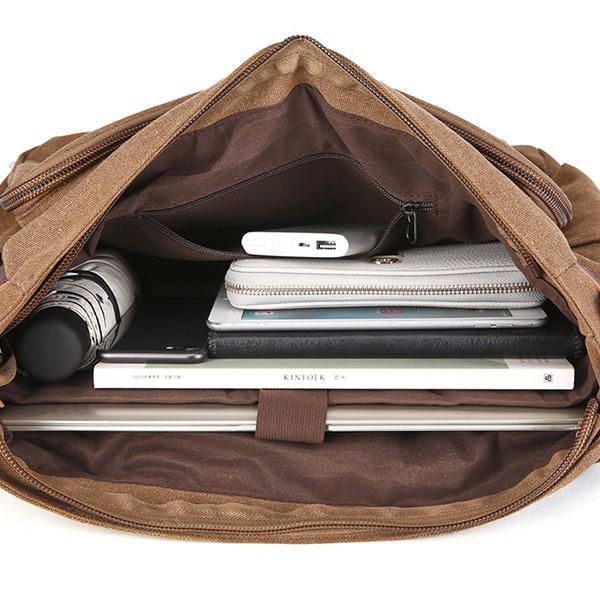 Canvas Zakelijke Laptoptas Met Grote Capaciteit Schoudertas Crossbody-tas Voor Heren