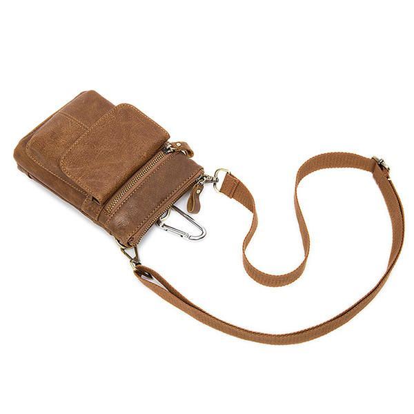 Echt Lederen Heuptas Eerste Laag Lederen Vrije Tijd Retro Telefoon Tas Crossbody Tas Voor Heren