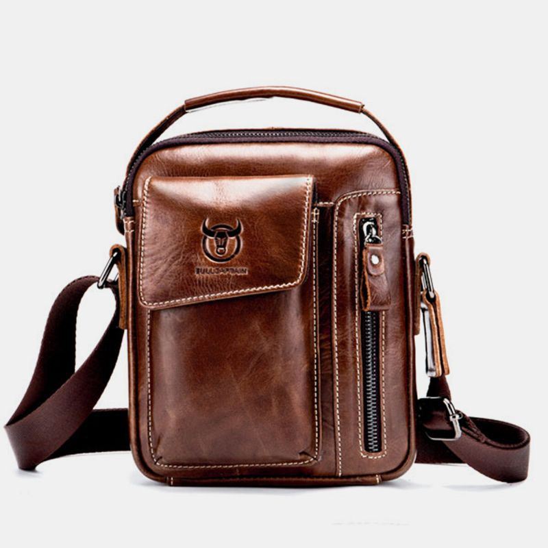 Echt Lederen Zakelijke Messengertas Vintage Mini Schoudertas Crossbody Tas Voor Heren