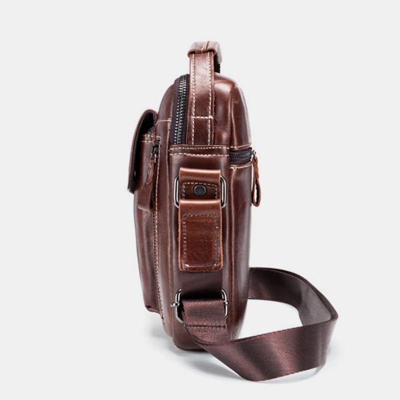 Echt Lederen Zakelijke Messengertas Vintage Mini Schoudertas Crossbody Tas Voor Heren