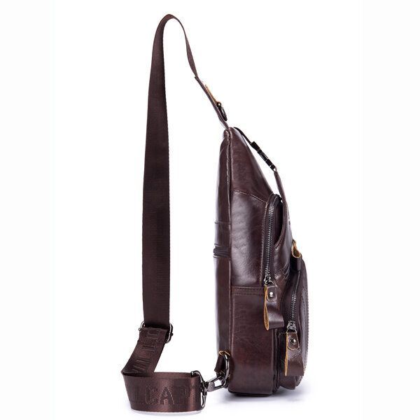 Echte Lederen Retro Borsttas Outdoor Leisure Dagrugzak Crossbody Tas Voor Heren