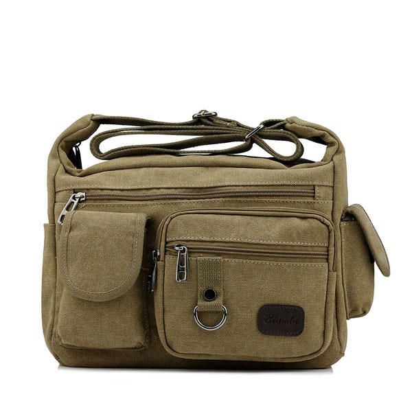 Grote Capaciteit Heren Casual Canvas Schoudertas Messenger Bag Travel Crossbody Bag