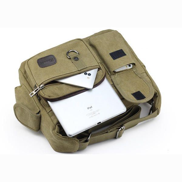 Grote Capaciteit Heren Casual Canvas Schoudertas Messenger Bag Travel Crossbody Bag