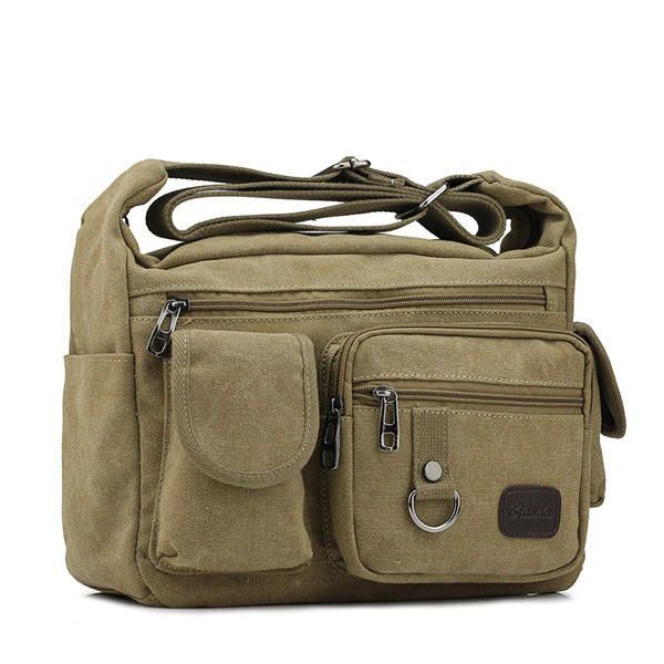 Grote Capaciteit Heren Casual Canvas Schoudertas Messenger Bag Travel Crossbody Bag