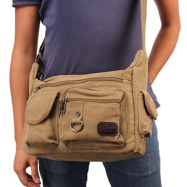 Grote Capaciteit Heren Casual Canvas Schoudertas Messenger Bag Travel Crossbody Bag